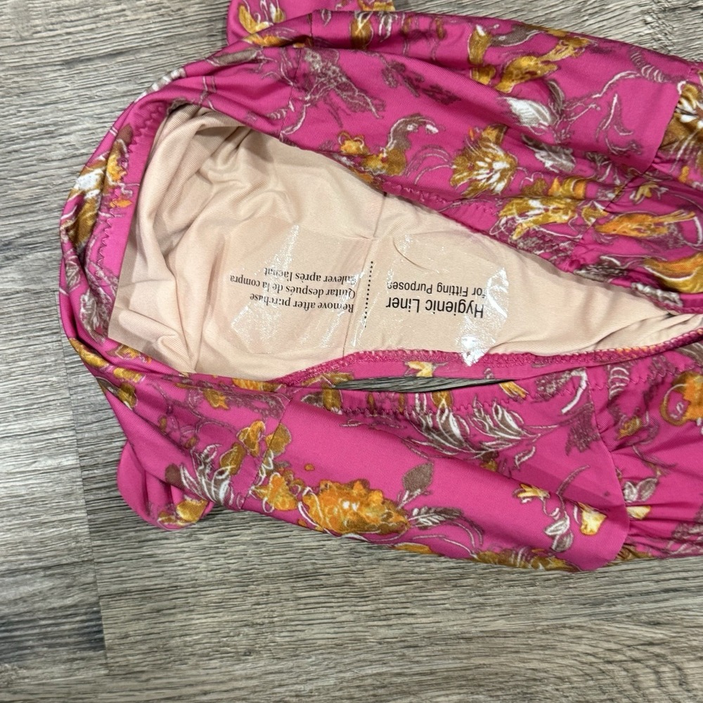 NWT Garnet Hill Bikini Pink Gold Floral Set Top Sz 2 / Bottom Sz 4 - Picture 6 of 9